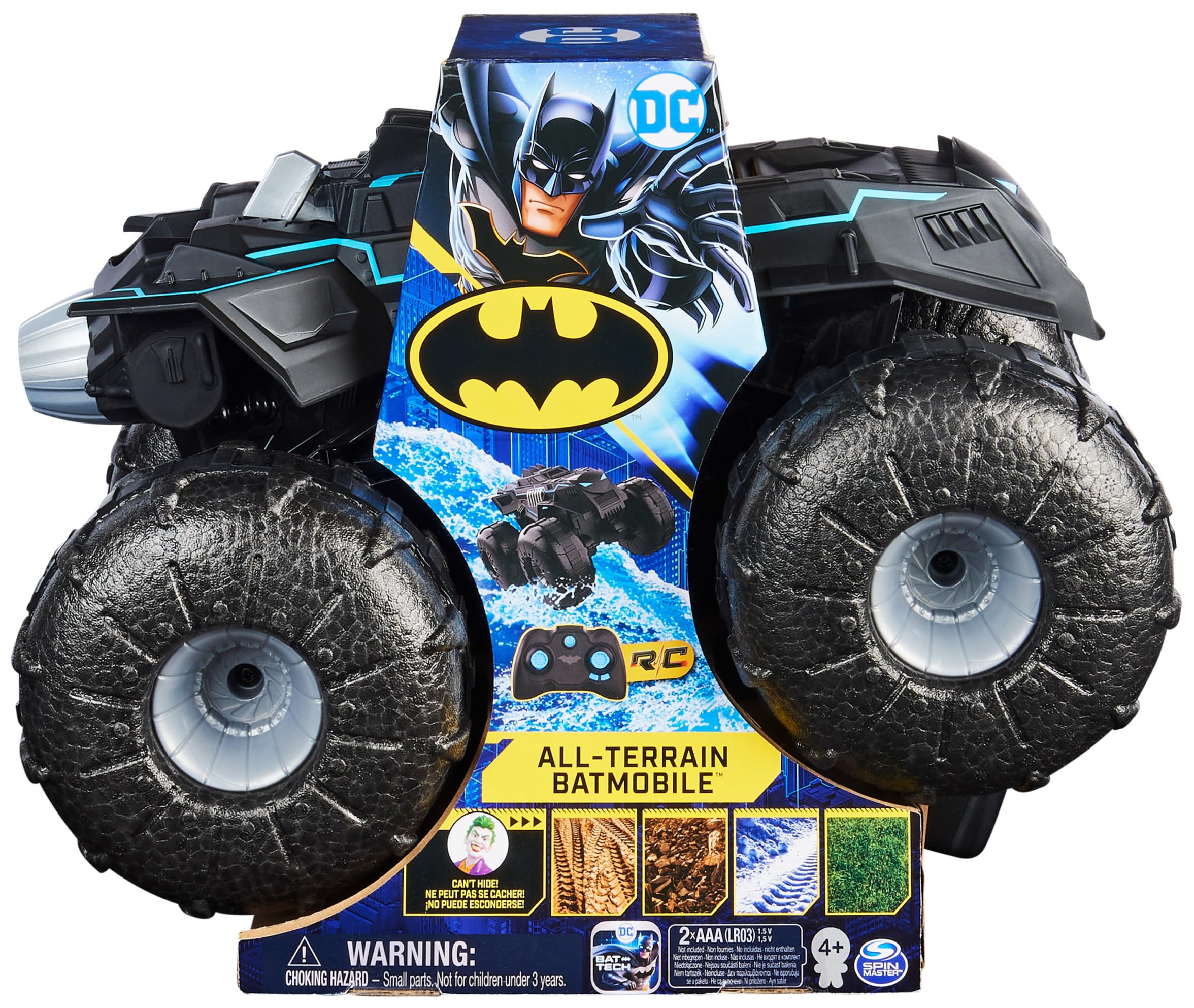 DC Batman All-Terrain Batmobile, ferngesteuertes Amphibienfahrzeug für Land und Wasser mit Platz für 1x 10cm Batman-Actionfigur