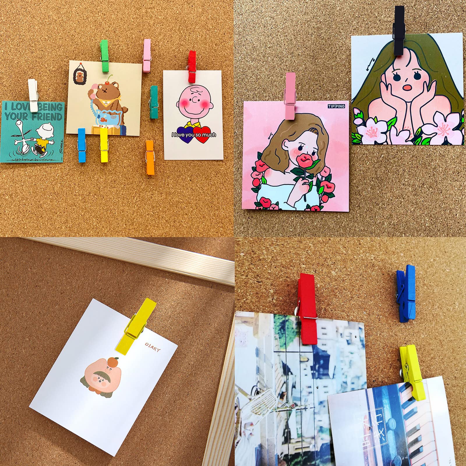 Set 50 Puntine Colorate Con Mollette Per Lavagne Sughero - Ideali Per Foto, Appunti E Decorazioni - Foto 6