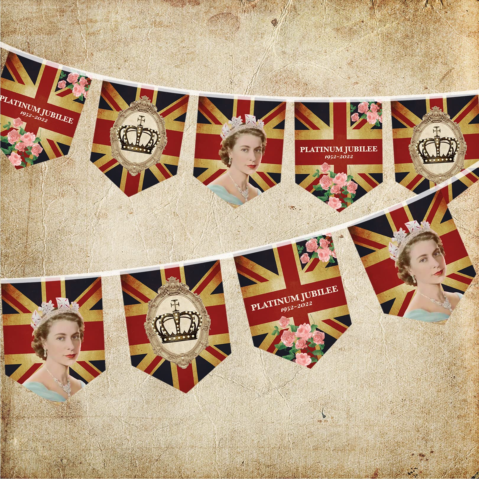 Buy 9 Pcs Vintage Union Jack Bunting for Queens Platinum Jubilee,Queens
