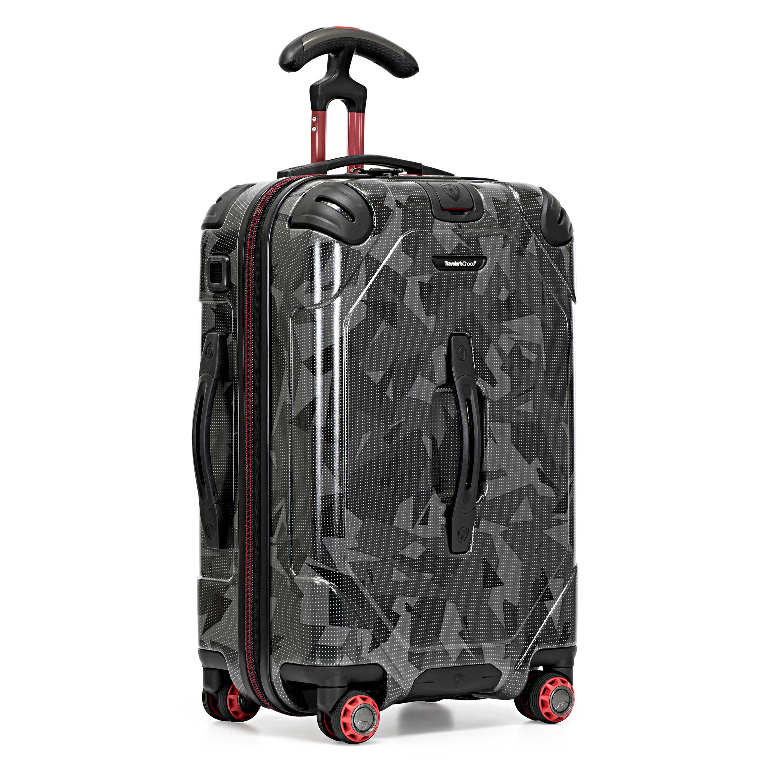 Traveler's Choice Maxporter II Polycarbonate Hardside Trunk with Spinner Wheels, Gray Camo, 22-Inch Carry-on Luggage
