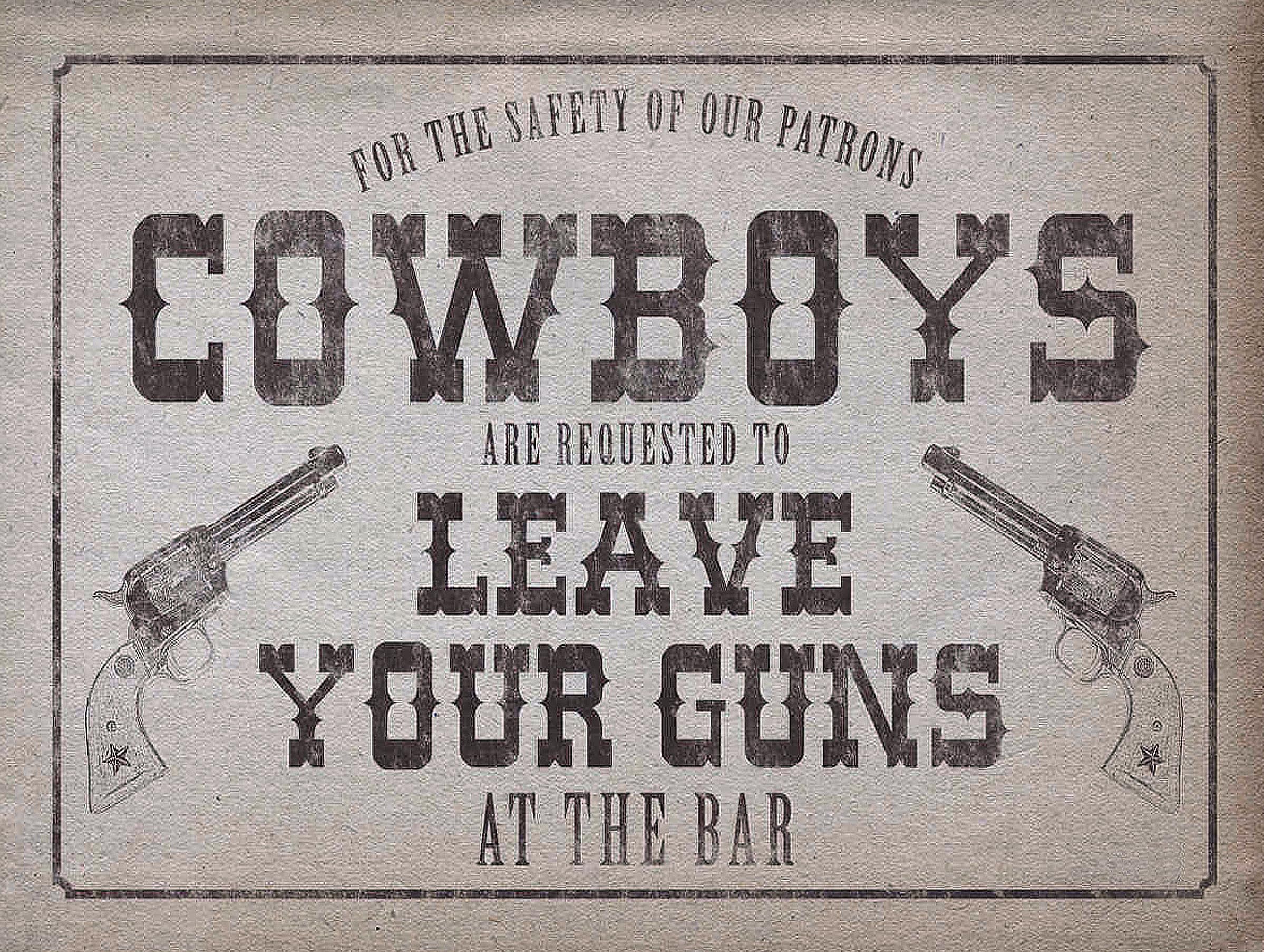 Cowboys Leave Your Guns at the Bar RETRO METAL TIN WALL PLAQUE SIGN NOVELTY GIFT Home Decor Bar Man Cave (10" x 8")