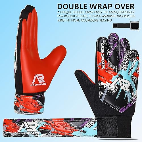 Miniatura 3 de Guantes de portero de fútbol, guantes de portero de fútbol para niños, jóvenes, niños, doble protección de muñeca y columna vertebral de dedo, a lo