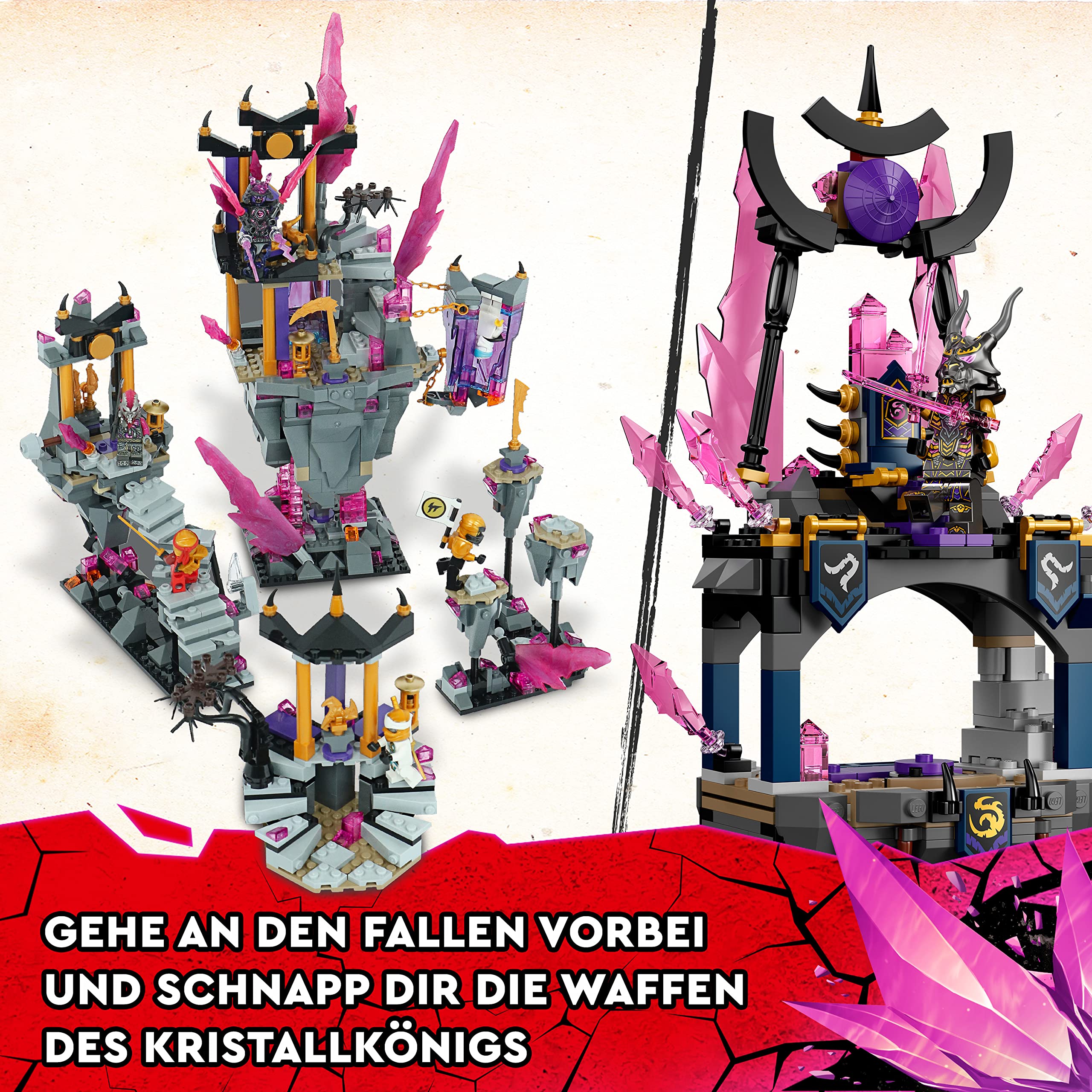 LEGO 71771 NINJAGO Der Tempel des Kristallkönigs, Ninja-Spielset aus der Serie Die Rückkehr (Crystalized) mit Minifiguren Cole, Zane, Kai und Jay, Action-Spielzeug für Kinder ab 8 Jahre