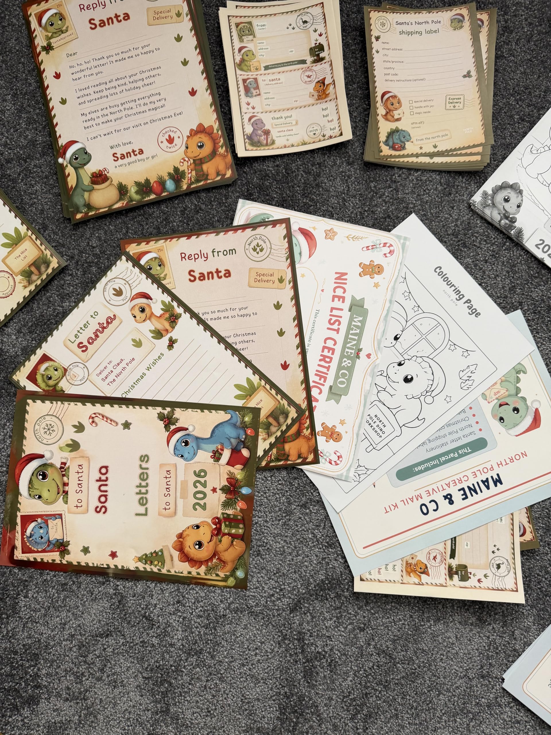 Maine & Co Dinosaur Letter to Santa Kit with Colouring Pencils