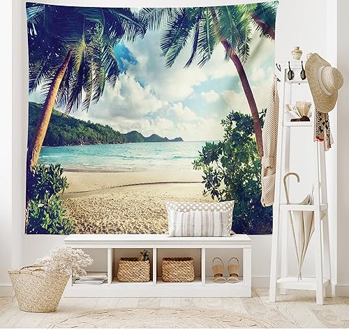 Miniatura 127 de Ambesonne Tapiz de la Torre Eiffel, tamaño Queen, imagen de la Torre Eiffel, París, Francia, coche vintage, calle, nubes oscuras, colcha colgante