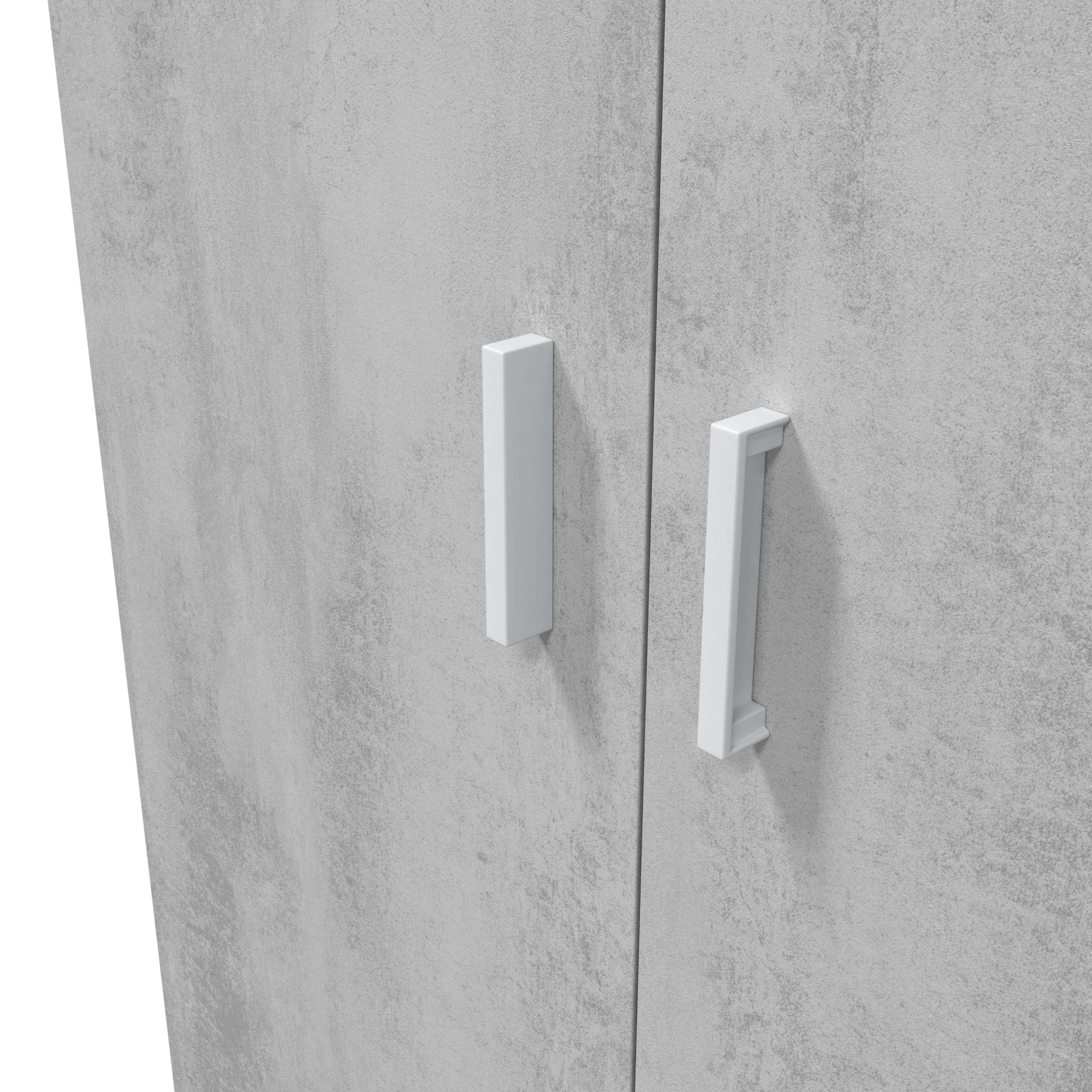 Habitdesign Armoire multifonction 2 portes et 3 étagères, 182 x 80 x 37 cm (H x l x P) Blanc « Artik » et gris ciment