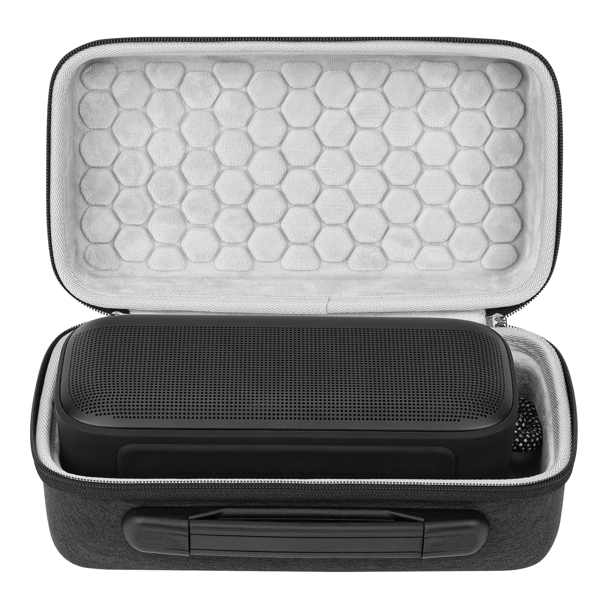 Geekria Twarde Etui Ochronne do Przenoszenia, Kompatybilne z Bose SoundLink Plus, EVA Ochronna Walizka Podróżna z Plaster Miodu, Miękka Podszyta Spodnia Część i Wzmocniona Rączka (Ciemnoszary)