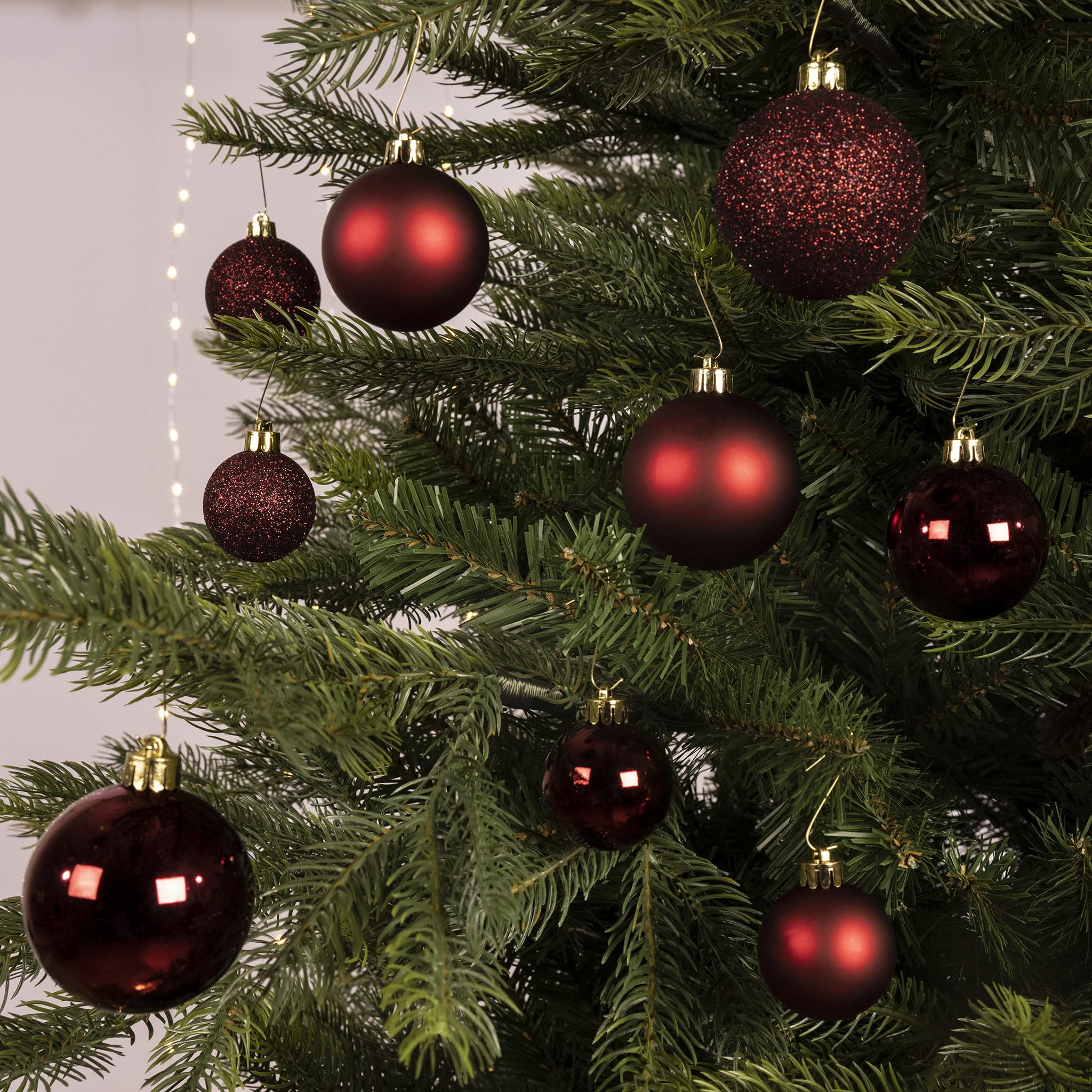 Decoris Lot De 30 Boules De Noël Incassables Rouge Sang