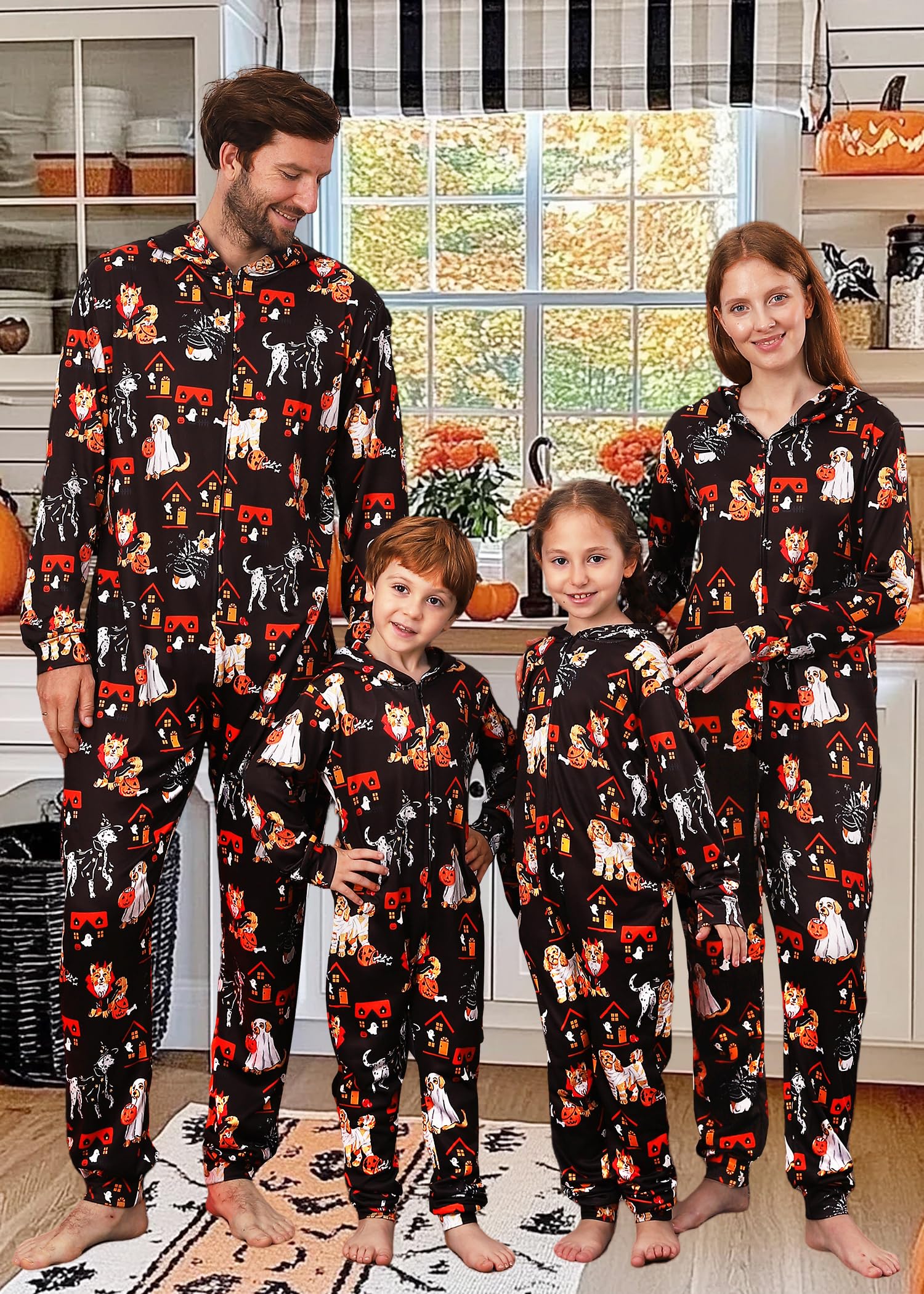 Condition photo showing New/Like New for YEAXLUD Family (women’s small) Matching Halloween Pajamas Adult Women Men Onesie Hoodie Spooky Costumes Funny Couples Pjs Women’s Novelty One-piece Loungewear Holiday Sleepwear(Pet Cats Dogs Women-S)