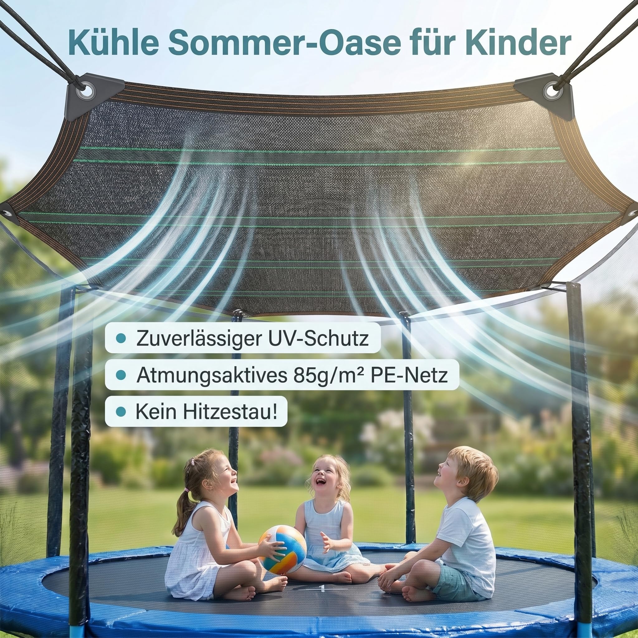 Trampolin Sonnenschutz 305 cm (10ft) für 8 Stangen | UV-Schutz, Atmungsaktives Sonnensegel, Verstärkte Gurtbänder, Anti-Durchhang Dach, Wasserdurchlässig