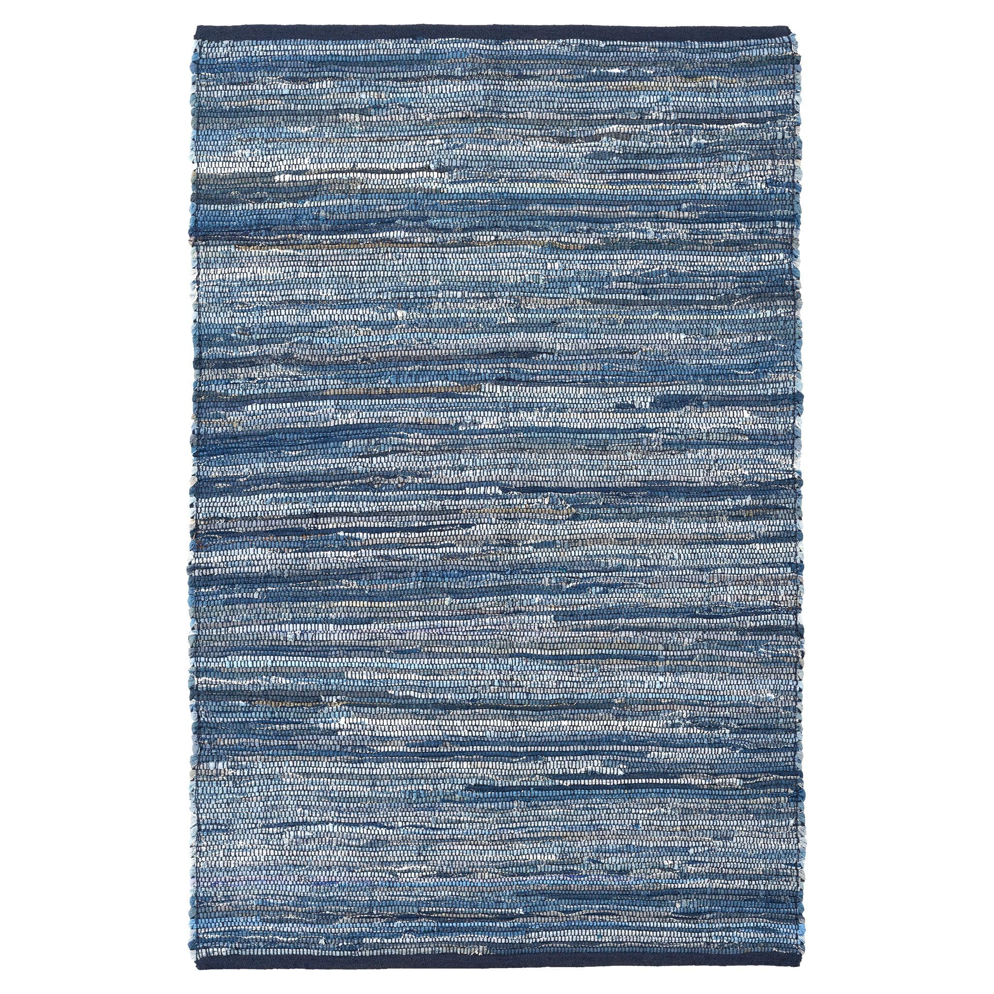 Bravich Recycled Cotton Chindi Rug Denim Blue, Handwoven Rag Rug 200x290 cm (6ft7 x 9ft6), Machine Washable Reversible Cotton Area Rug for Living Room, Bedroom and Kitchen