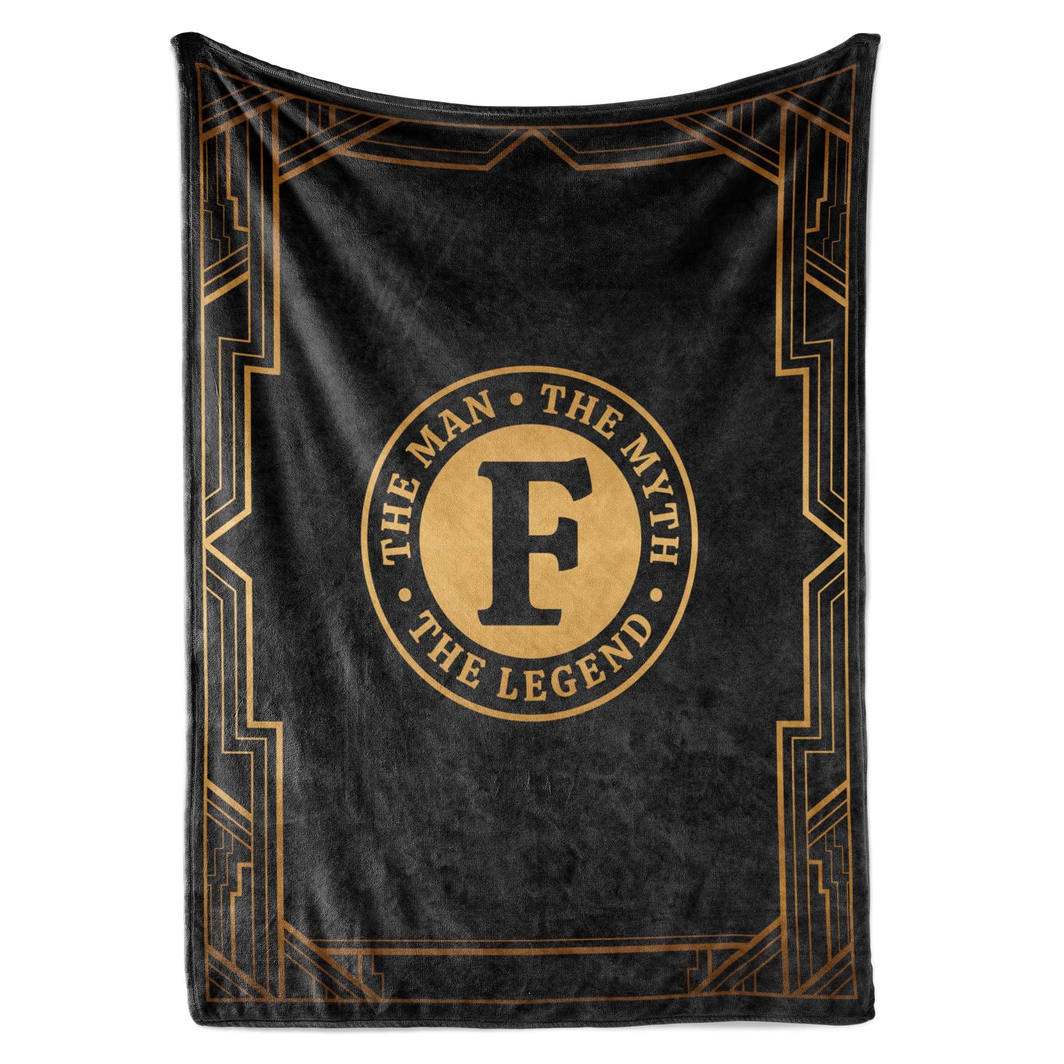 InnoBeta Initial Birthday Gifts for Men, Birthday Gifts for Him, The Man The Myth The Legend Gift Ideas for Dad, Grandpa, Uncle- 300gsm Flannel Blanket- 50"x 65"-F