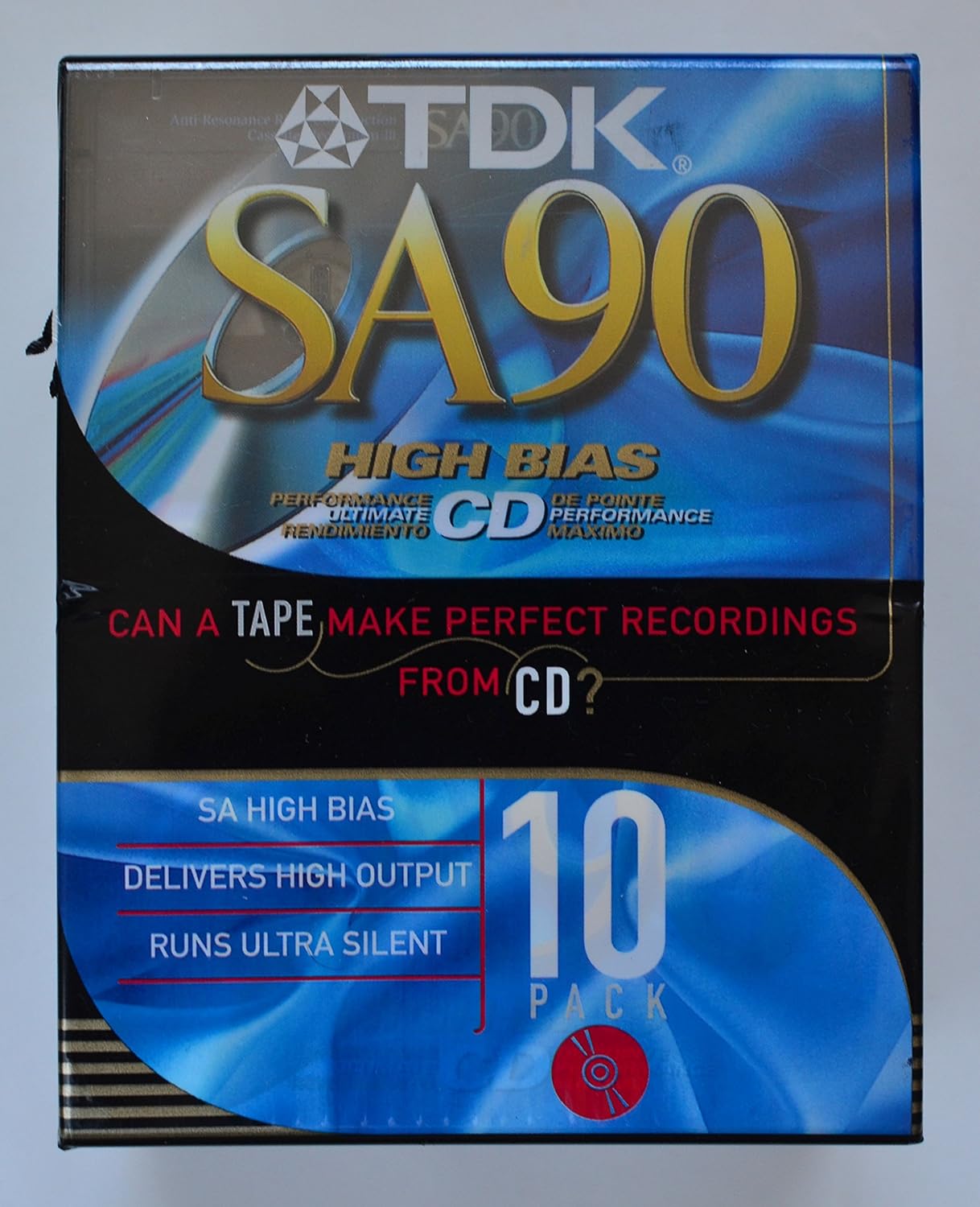 TDK SA90 High Bias CD Super Avilyn Type II Audio Cassette Tapes - Pack of 10