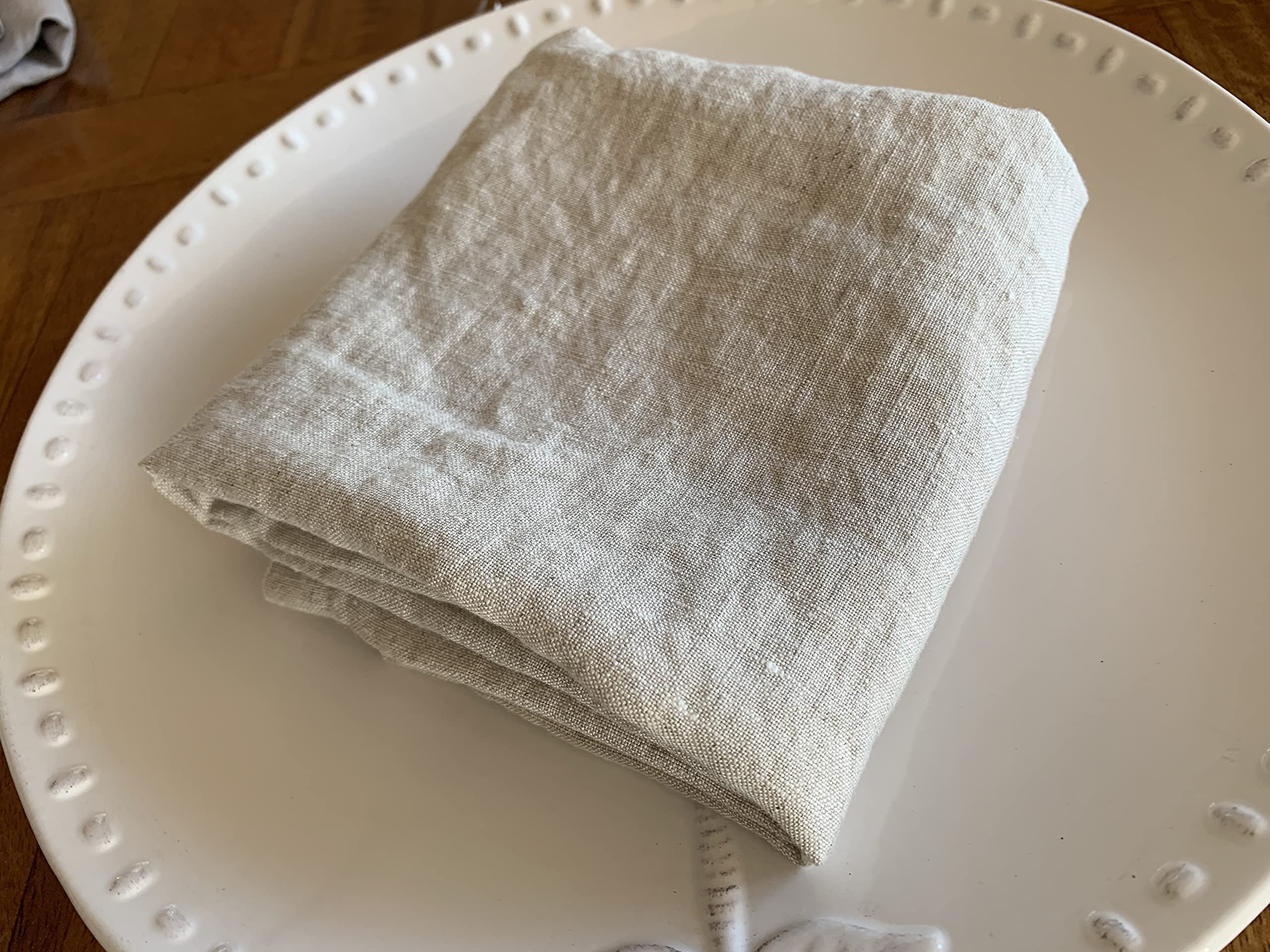 Linen Napkins – 100% French Flax – Stonewashed Pure Linen Cloth Napkins – Mitered Corners – Set of 4 (Natural)