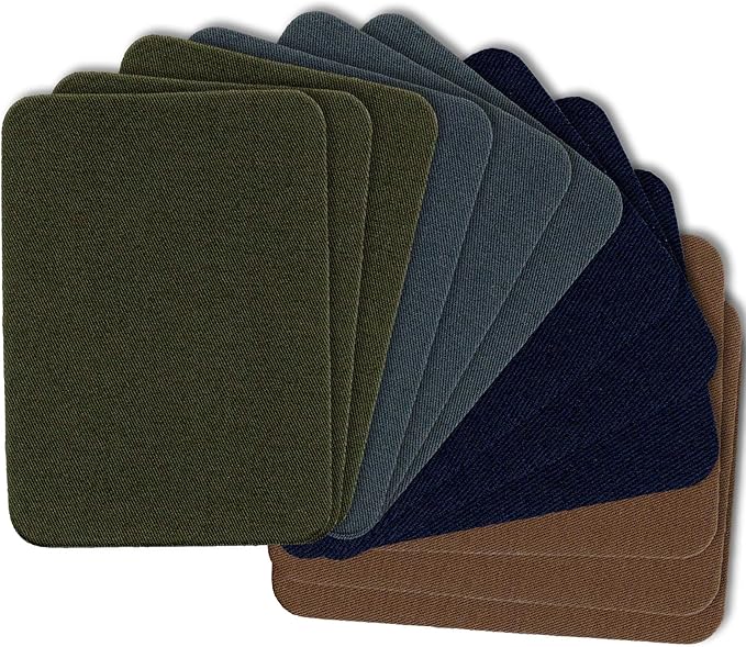 12 Stück Aufbügelbare Kleider-Flicken Schwarz - 100% Baumwolle Für Reparaturen & Dekoration 7,5x10,5cm