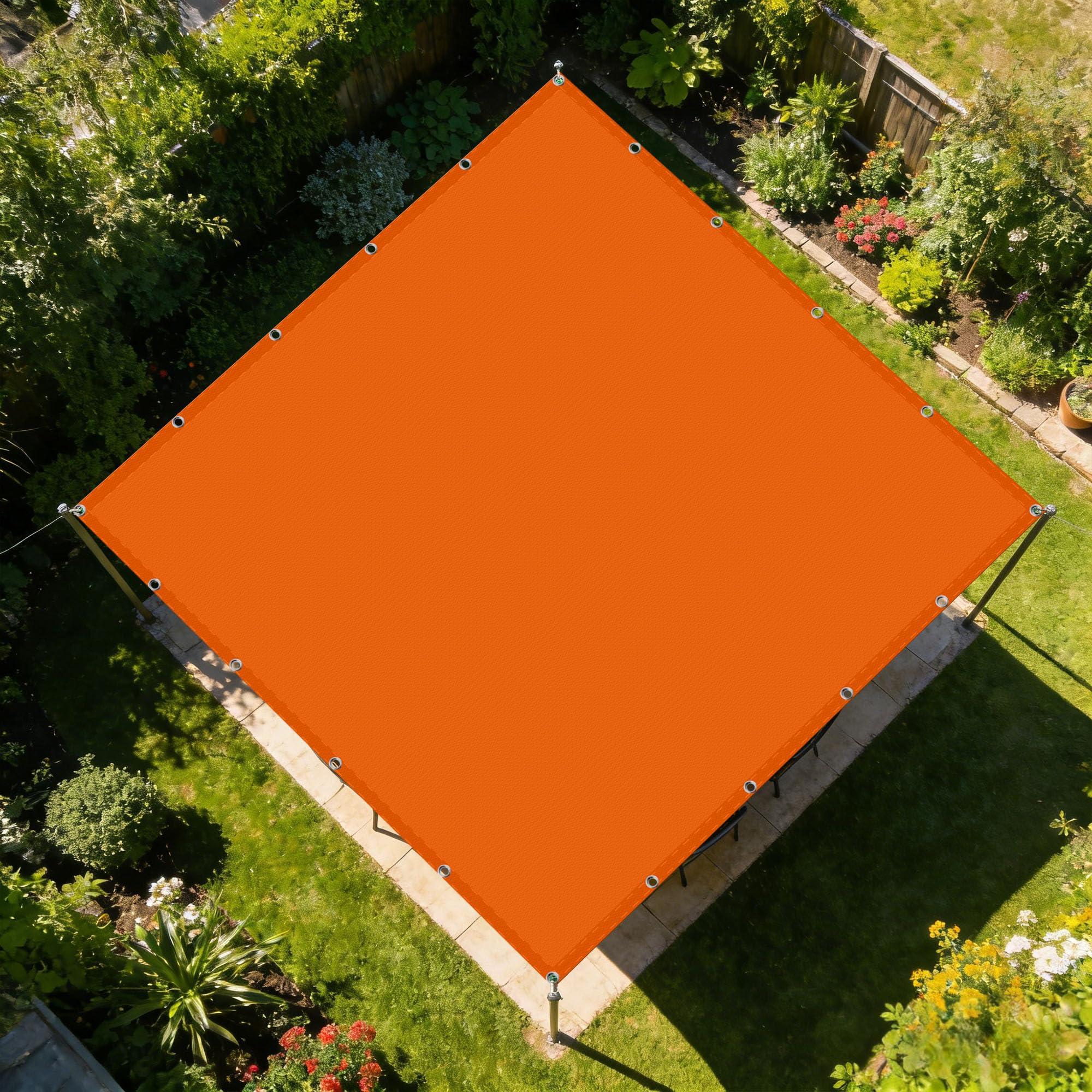 Voile d'ombrage 1.5x9m résistant à l'eau sable et orange pour aménagement de jardin
