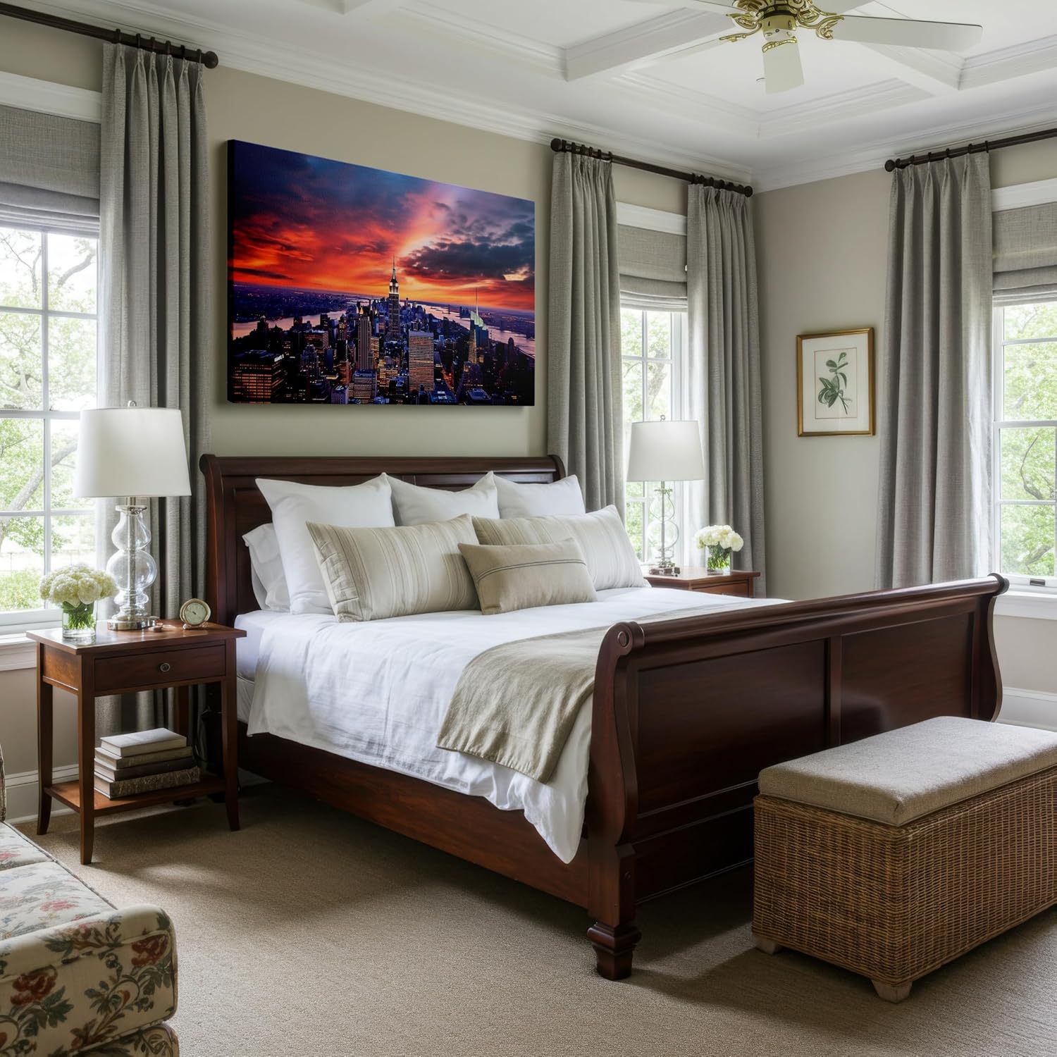 Canvas for Living room. Sunset Majesty Over New York City Skyline, 27 x 18 inch Canvas Wall Art - Ready to Hang - 69x46 cm (27x18 inch)