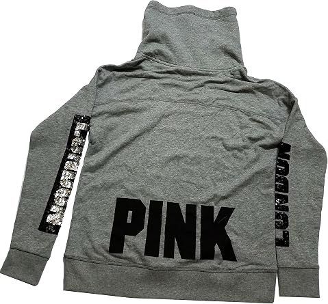 Victorias Secret Pink Bling Cowl Neck Pullover Sweatshirt X-Small Gray