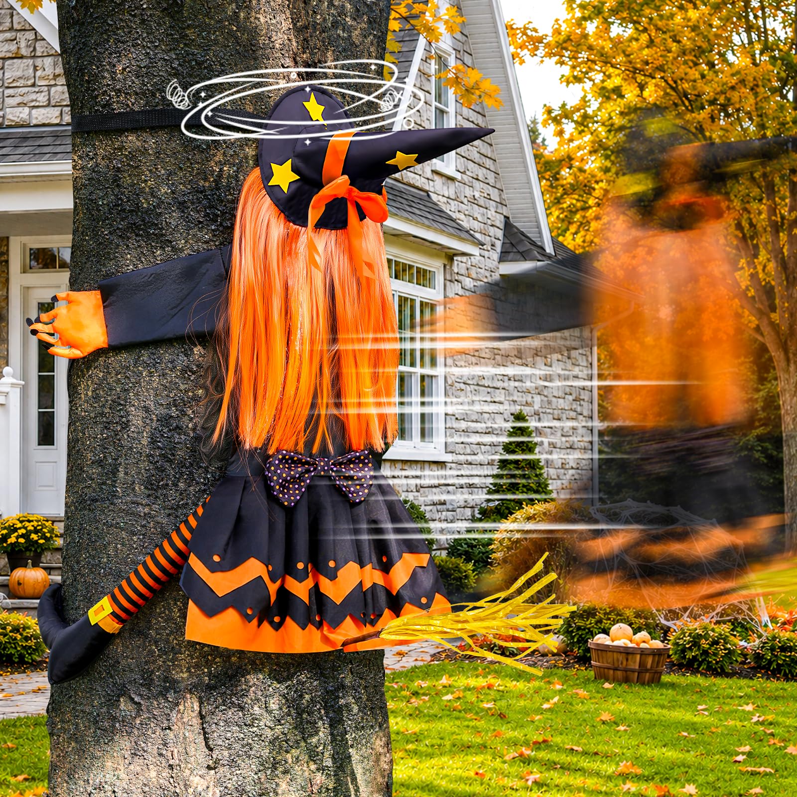 Max Fun Halloween Crashing Witch Decoration