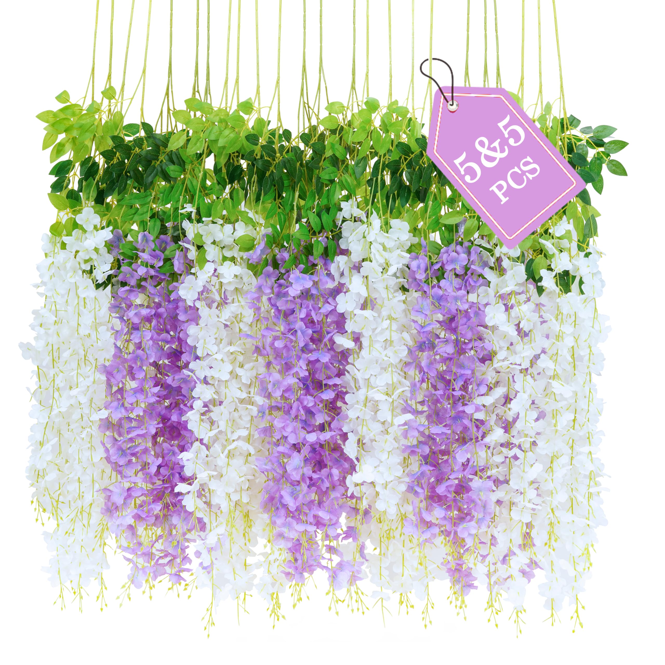 Guirnalda De Glicinia Artificial - 3 Piezas De 77 Cm - UV Y Agua Resistente Para Exterior O Interior