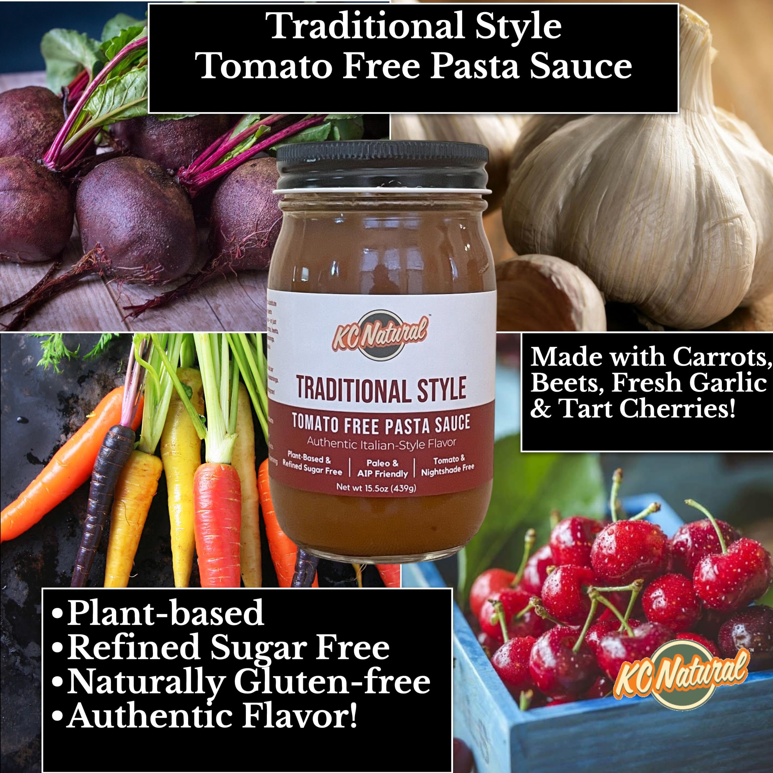 KC Natural | Traditional Style Tomato Free Pasta Sauce | 280mg Sodium (1-pack, 1.00)