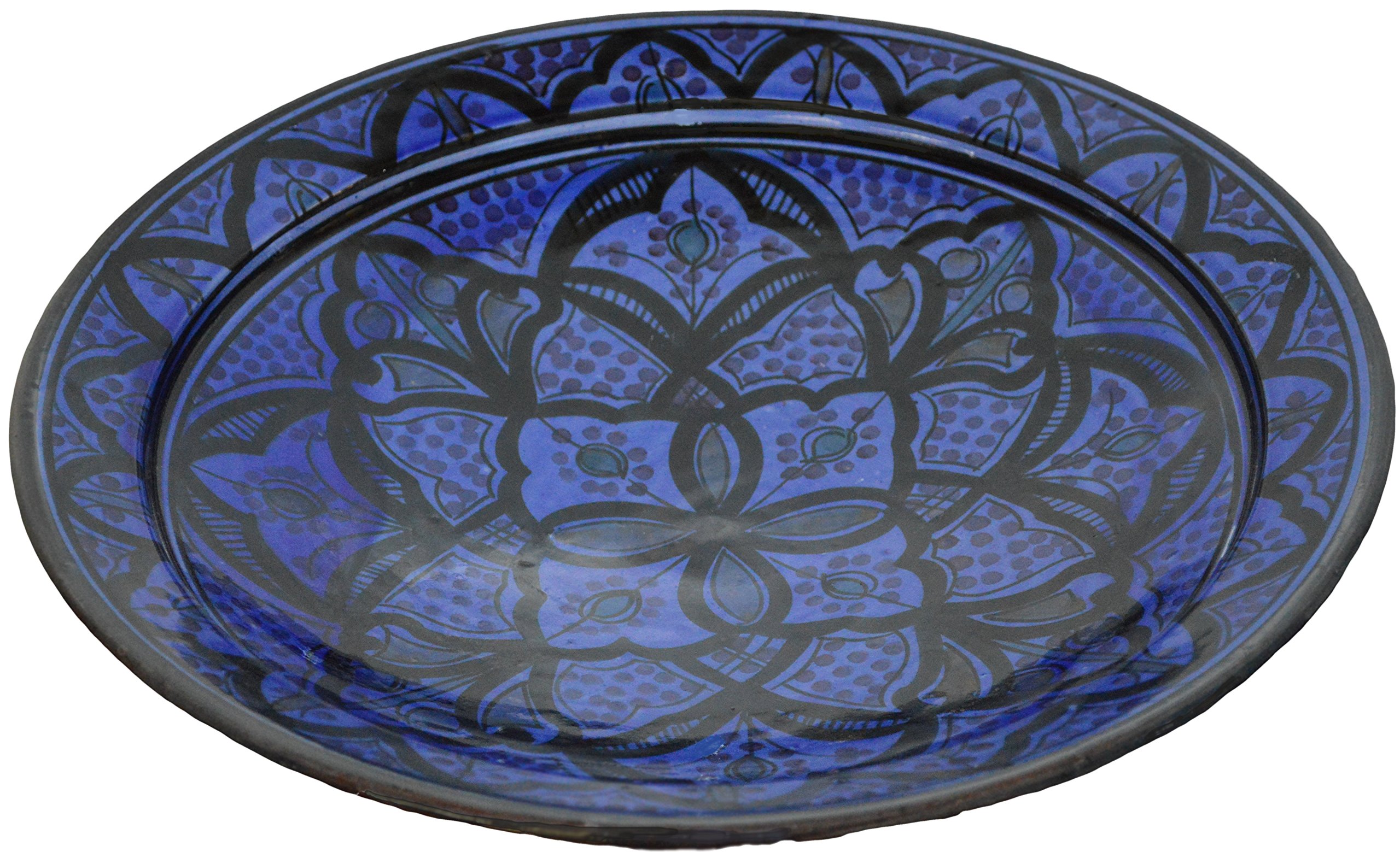 FYSSHUO Ceramic Plates Moroccan Handmade Serving, Wall Hanging, Exquisite Colors Decorative 14 Inch Dinner Plates