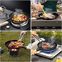 Vista 5 de Sartén de 8 pulgadas para freír y saltear, sartén plana para crepas, parrilla ligera con mango de madera para cocinar al aire libre y en interiores