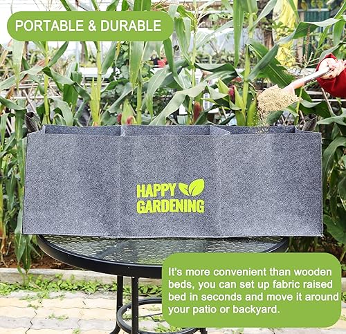 Miniatura 5 de Bolsas de cultivo de tela, paquete de 2 camas de jardín elevadas con asa para jardinería de hierbas vegetales, macetas de tela para interiores y