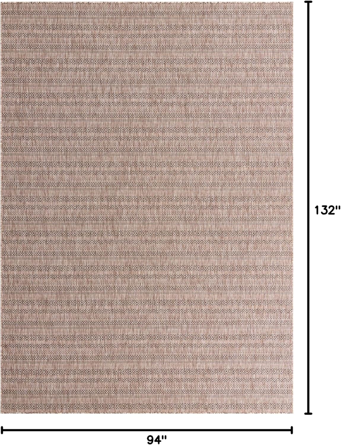 Unique Loom Outdoor Striped Collection Area Rug - Maia (7' 10" x 11' Rectangle, Natural/Black)