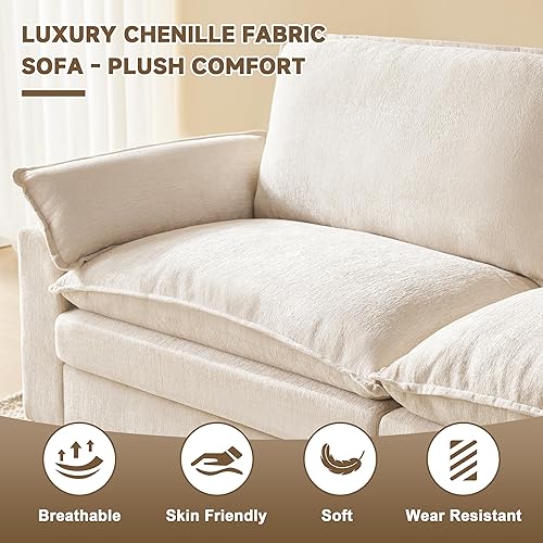 Miniatura 6 de Sofá modular modular de 114 pulgadas con otomana, sofás grandes y cómodos de nube, sofá modular de 4 asientos en forma de L, sofás modulares