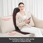 Snailax Coussin de siège de massage avec chaleur - Pad supplémentaire de soutien en mousse mémoire dans le cou et Lumbar,10 Moteurs de massage à vibrations, 2 Niveaux de chaleur, coussin de chaise de masseur arrière pour le dos