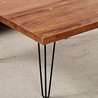 Vista 4 de Mesa de centro cuadrada de madera natural de 27 x 27 x 15 pulgadas de alto, mesas vintage de madera rústica para sala de estar, comedor, sofá