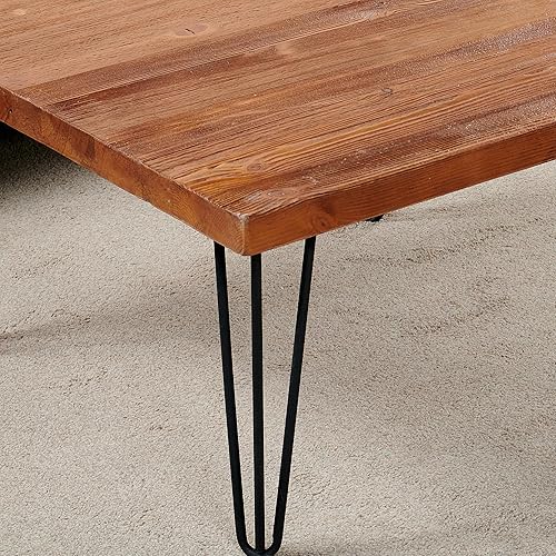 Miniatura 4 de Warmaxx Mesa de centro cuadrada de madera de pino recuperada, 27 x 27 x 15 pulgadas de alto, de madera rústica maciza, para sala de estar, mesa