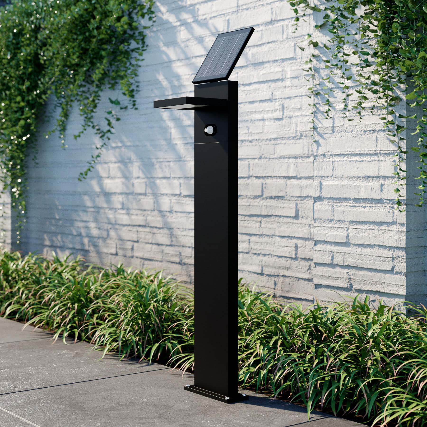 Lucande LED Solarleuchten Silvan mit Bewegungsmelder (spritzwassergeschützt (Modern) in Schwarz aus Aluminium (1 flammig,) - Solarlampe Solarleuchte Garten