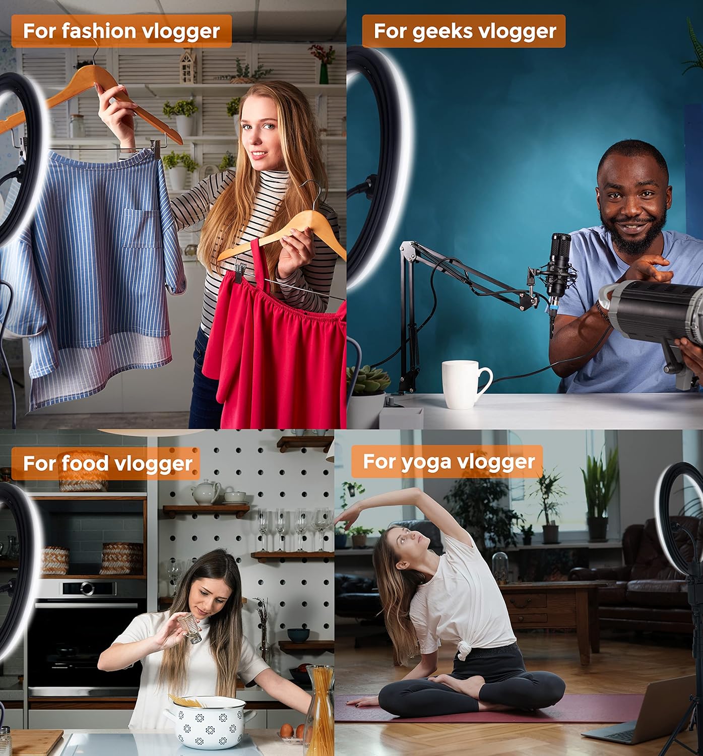 AGOGO 12'' LED Ring Light with Tripod Stand and Phone Holder, 24W High Power LED Bulb,Selfie Halo Light for Photography/Makeup/Vlogging/Live Streaming