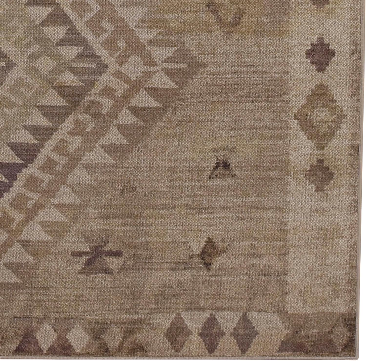 LINON Machine Washable Leighann Lollie Sand and Brown 3' X 5' Accent Rug