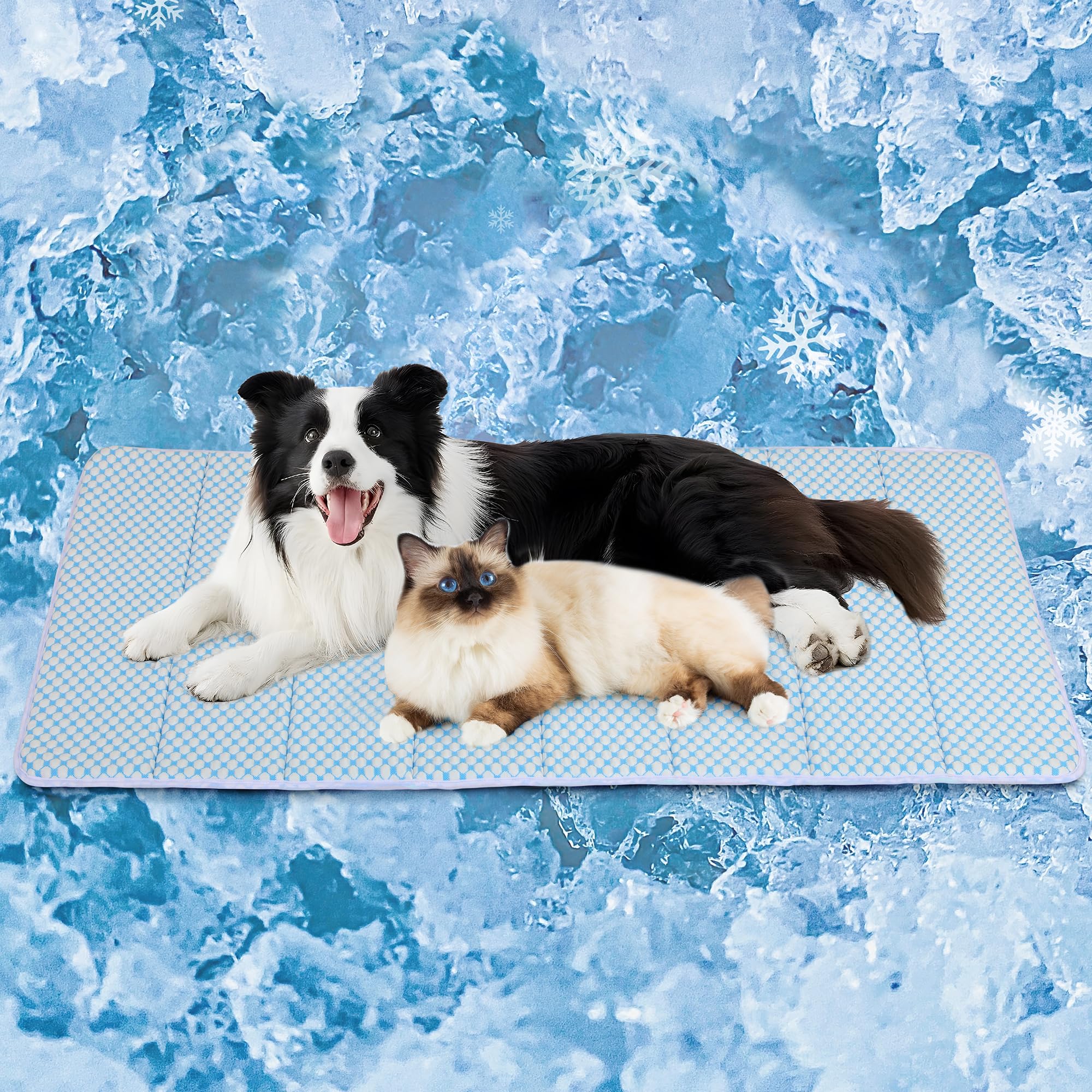 ZAKAPAWS Dog Cooling Mat for Large Dog - Washable Cooling Pet Pad for Summer, Premium Comfort Crate Pad for Your Furry Companion, Blue, 47x29 — image 1