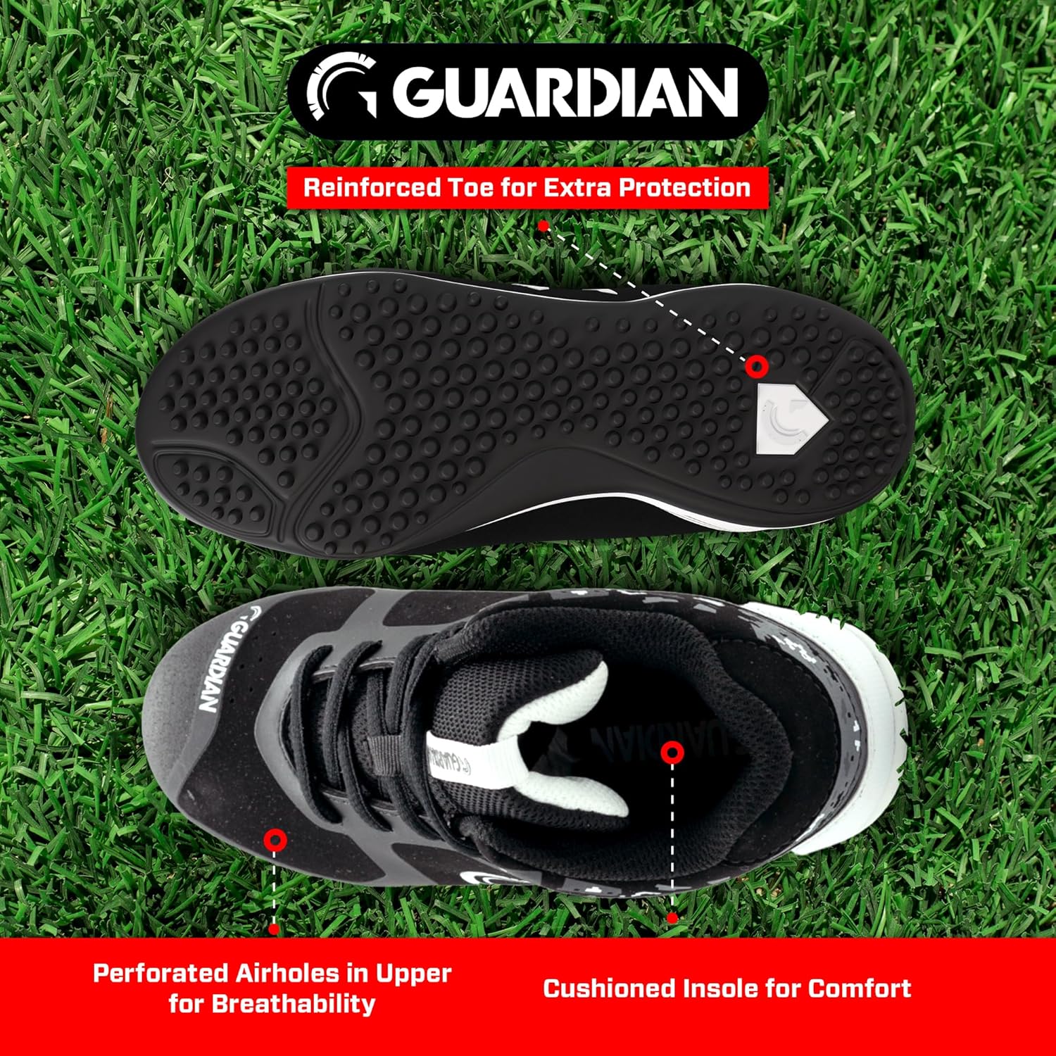 Guardian Bolt Youth Baseball Turf Shoes - Baseball Cleats for Boys and Girls Softball Shoes - Lightweight - Supportive - Comfortable Design