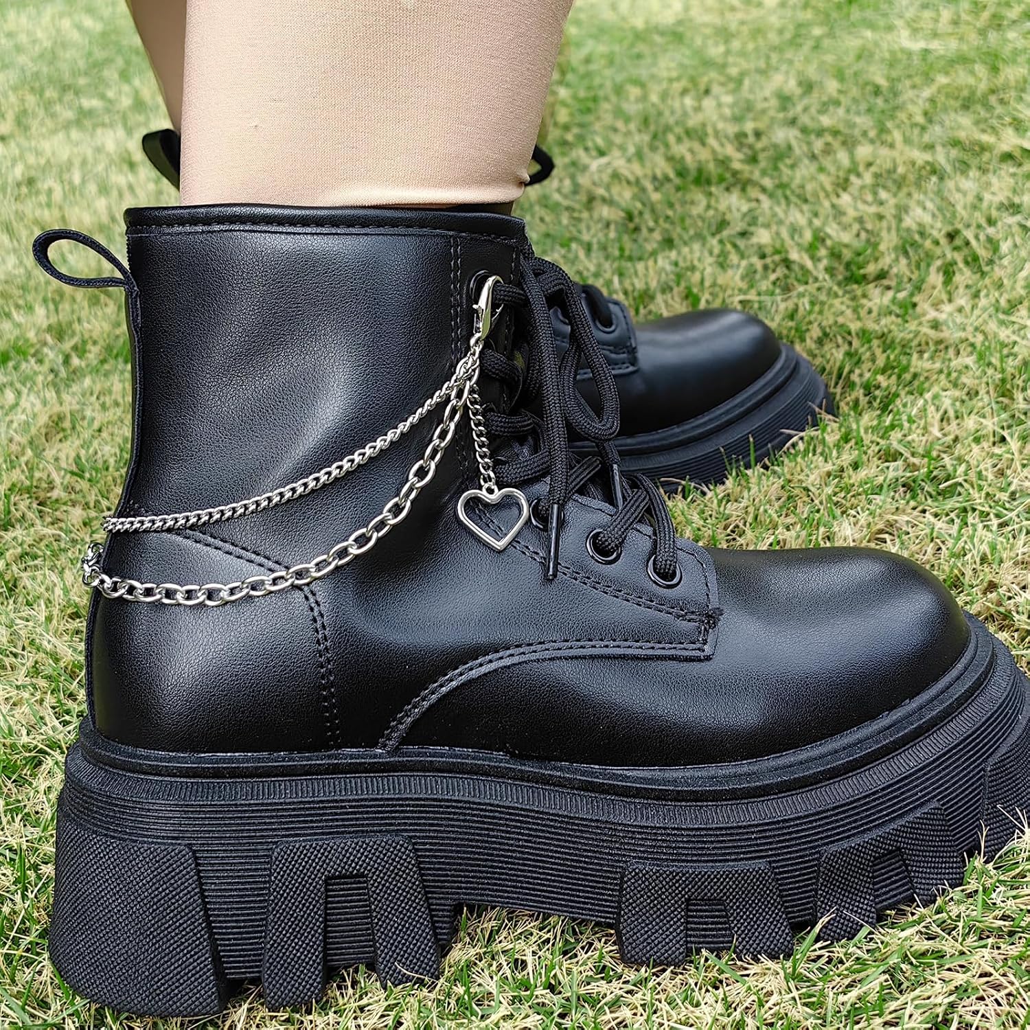 2PCS Shoe Charms Chain Shoelace Chains DIY Punk Shoe Accessories Decoration for Boot Sneaker Bag Handbags Pants Chain Keychain Cool Party for Girl Women image 2