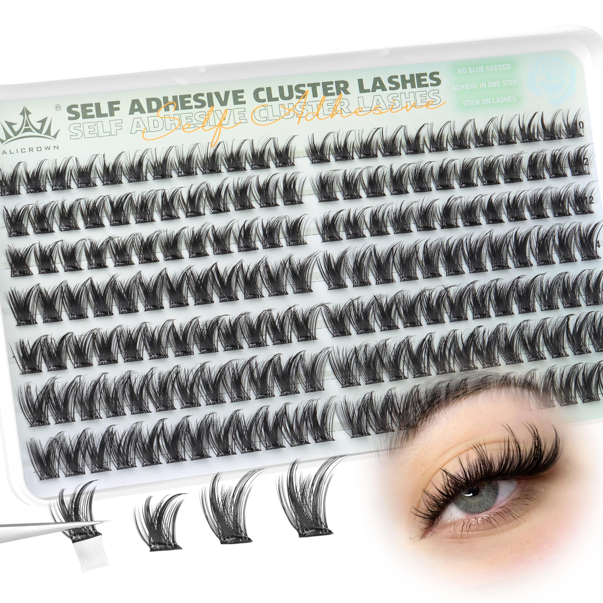 Photo 1 of *Case broken* Self Adhesive Eyelash Clusters 168Pcs No Glue Lash Clusters Pre-glued Wispy Lash Extensions Self Adhesive Eyelashes Extensions Press on Individual Lash Extensions 10MM-16MM