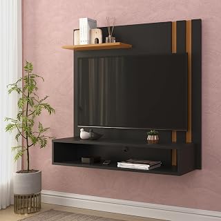 Rack Painel Para Tv 32 Polegadas LIgth Dubai Wood Luxo Oferta dia das Mães- Preto/Freijó