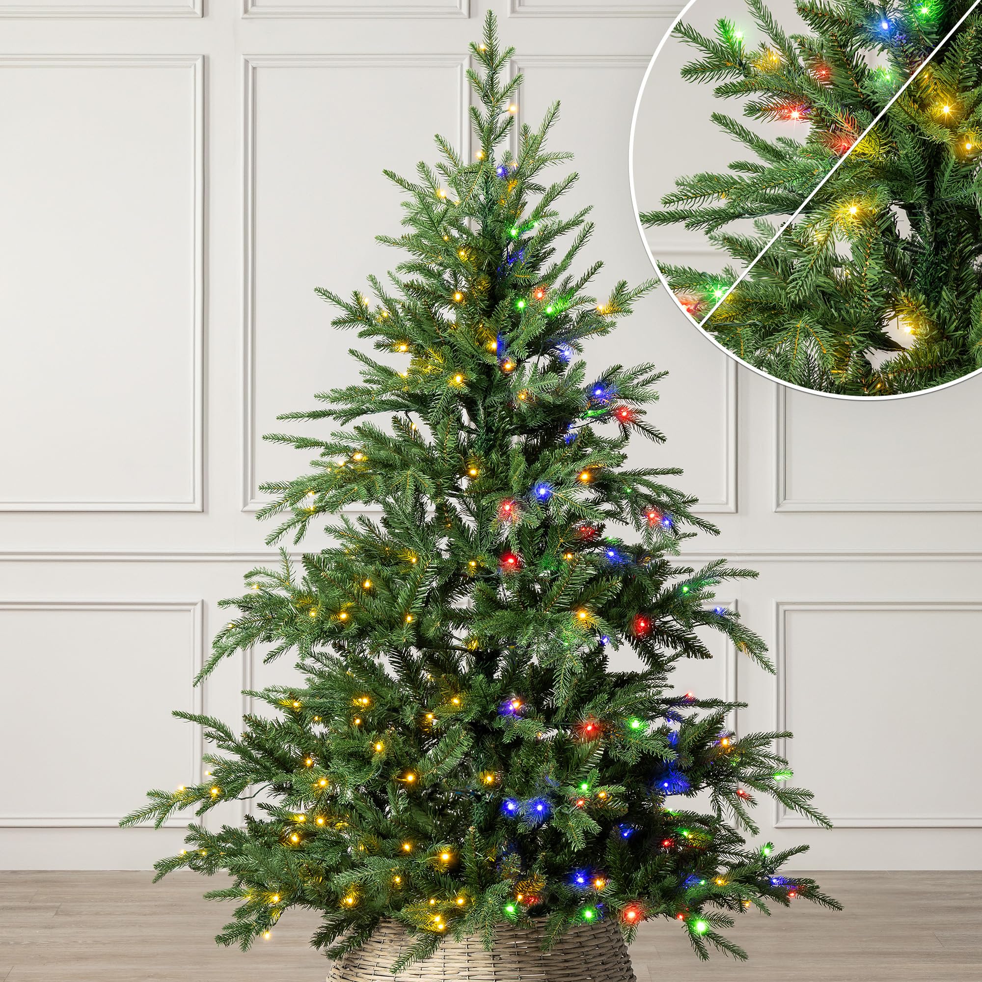 Christow 6Ft - Nordmann Fir Pre-Lit Nordmann Fir Christmas Tree, 6Ft