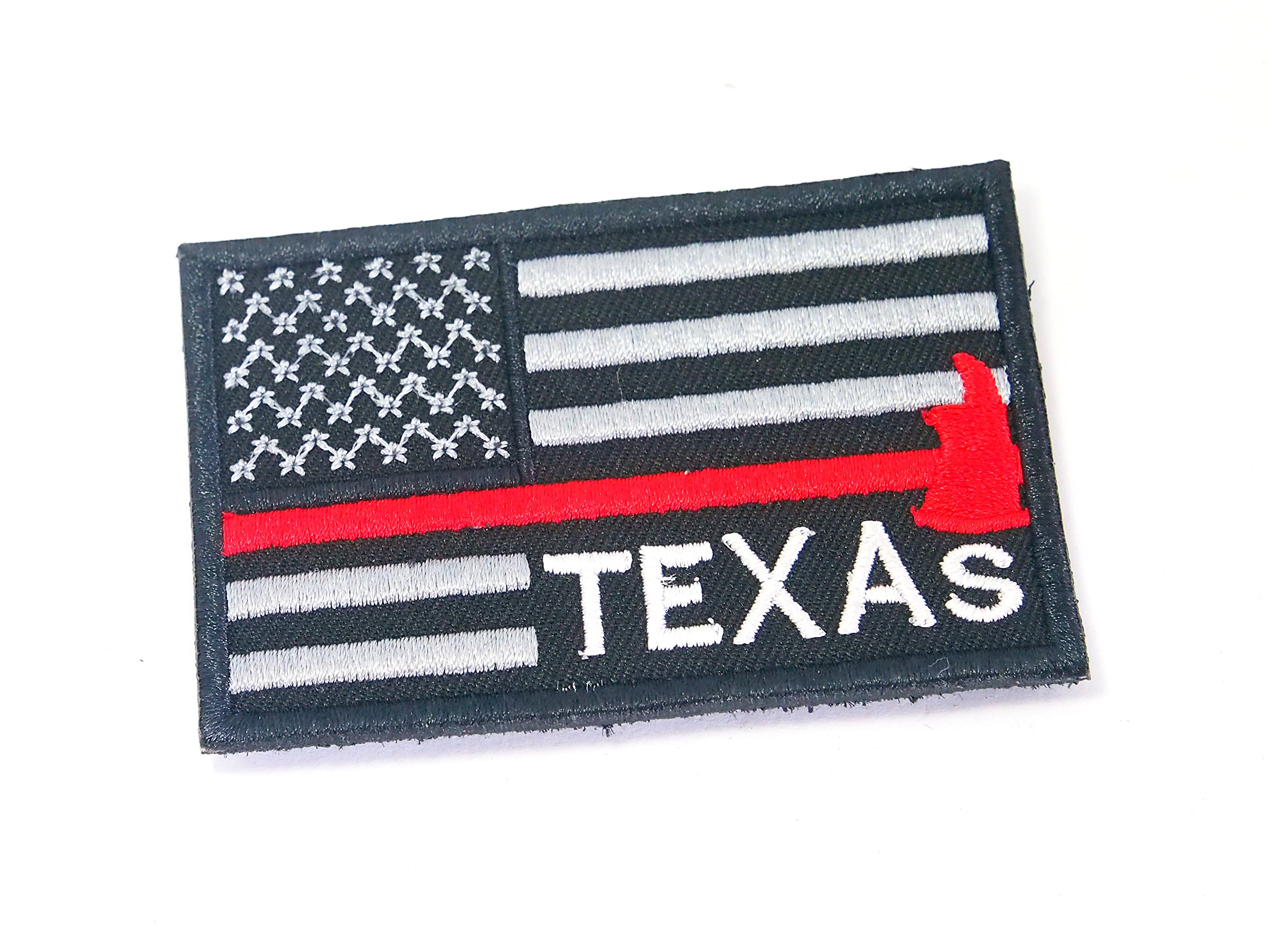 Astro@ BP25 USA American Flag Thin Red Line Texas Firefighter Rescue Morale Patch Hook Backing