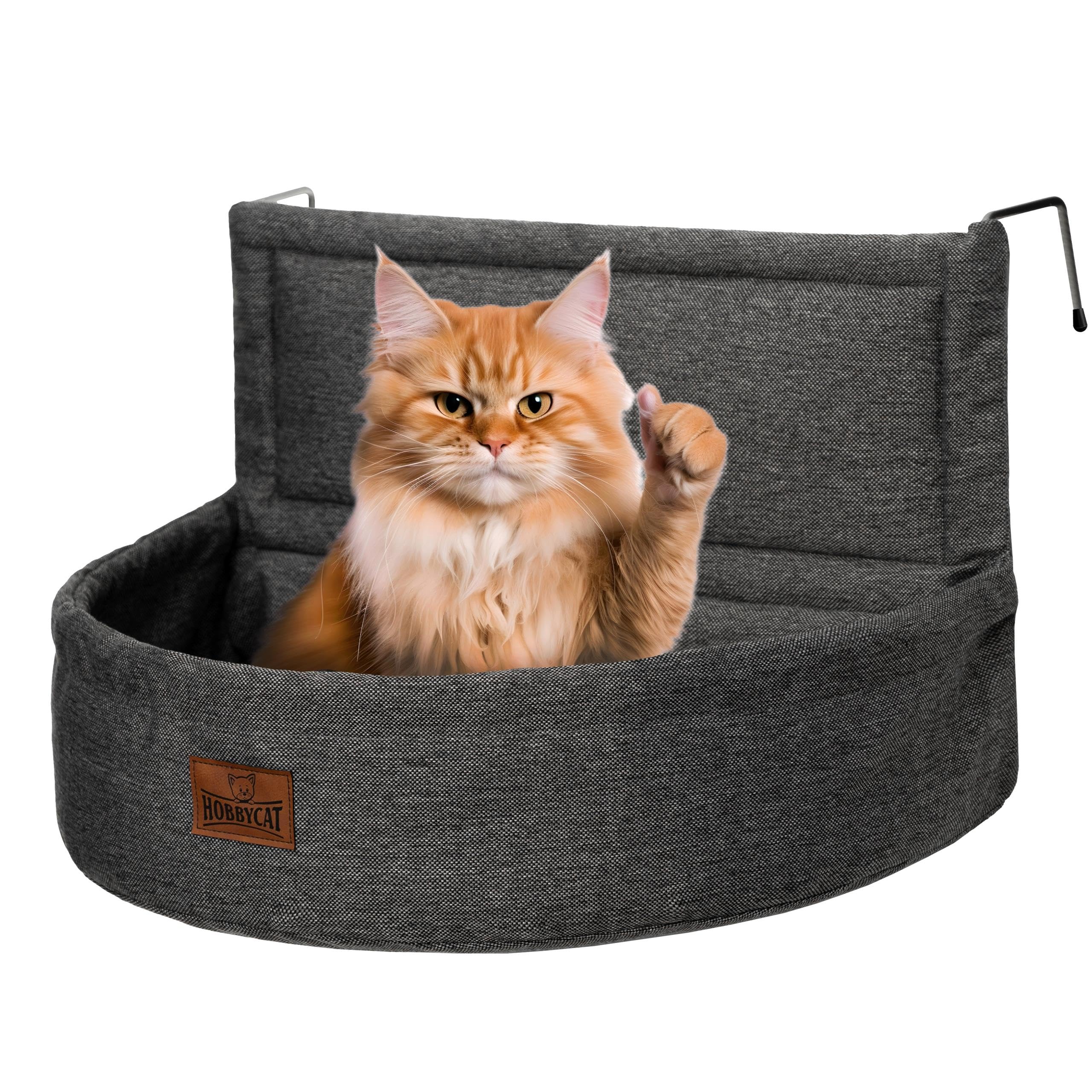 Katzenbett für Heizungen – Heizkörperbett für Katzen – Katzenheizungsliege mit weichem Plüsch – Katzenhängematte zum Einhängen – passend für alle Heizkörper – stabil und gemütlich – Schwarz