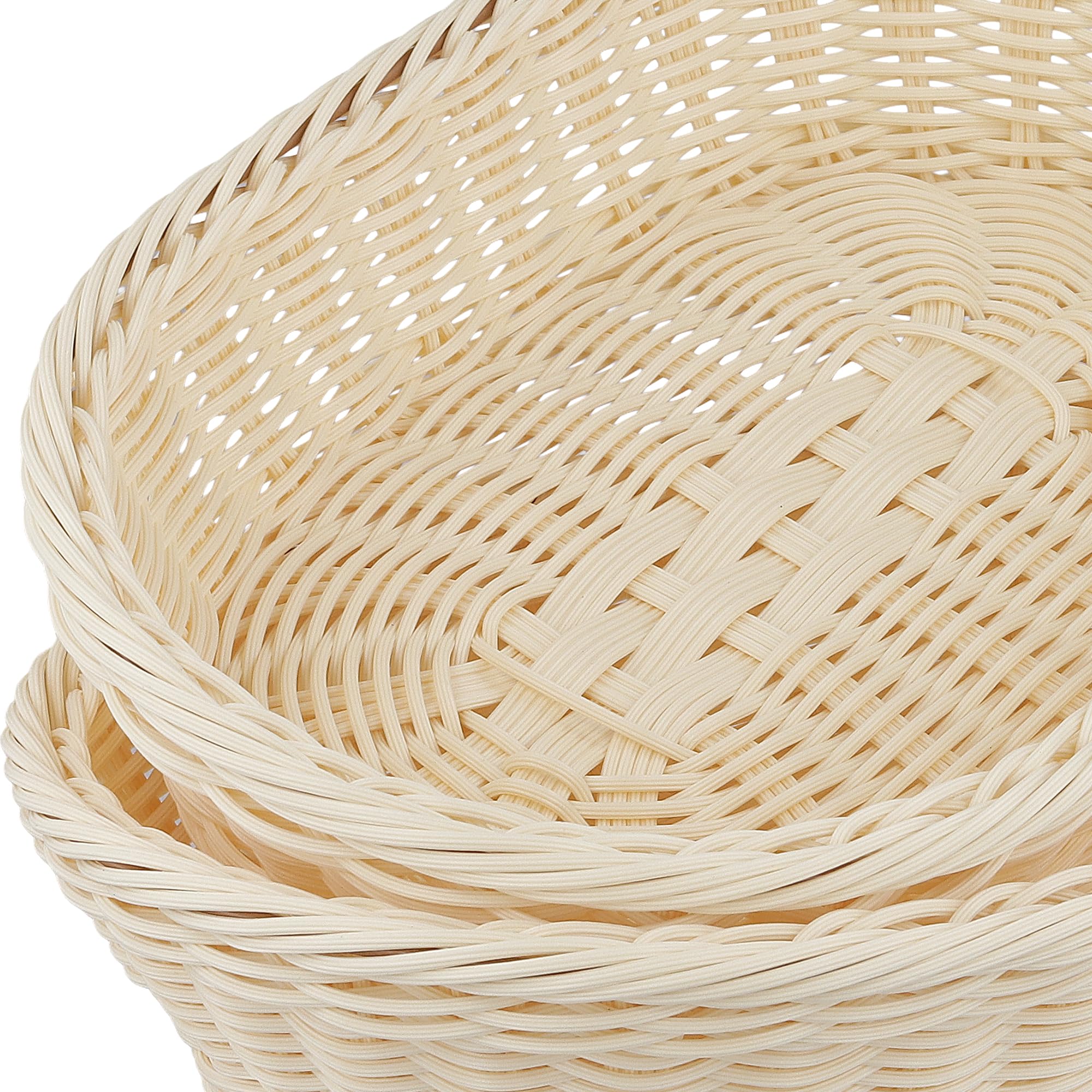 4 Stück Brotkorb Geflochten Oval, 30 x 20 x 7cm Brötchenkorb Oval, Ovale Flechtkorb für Brot, Gebäck, Gemüse, Küche