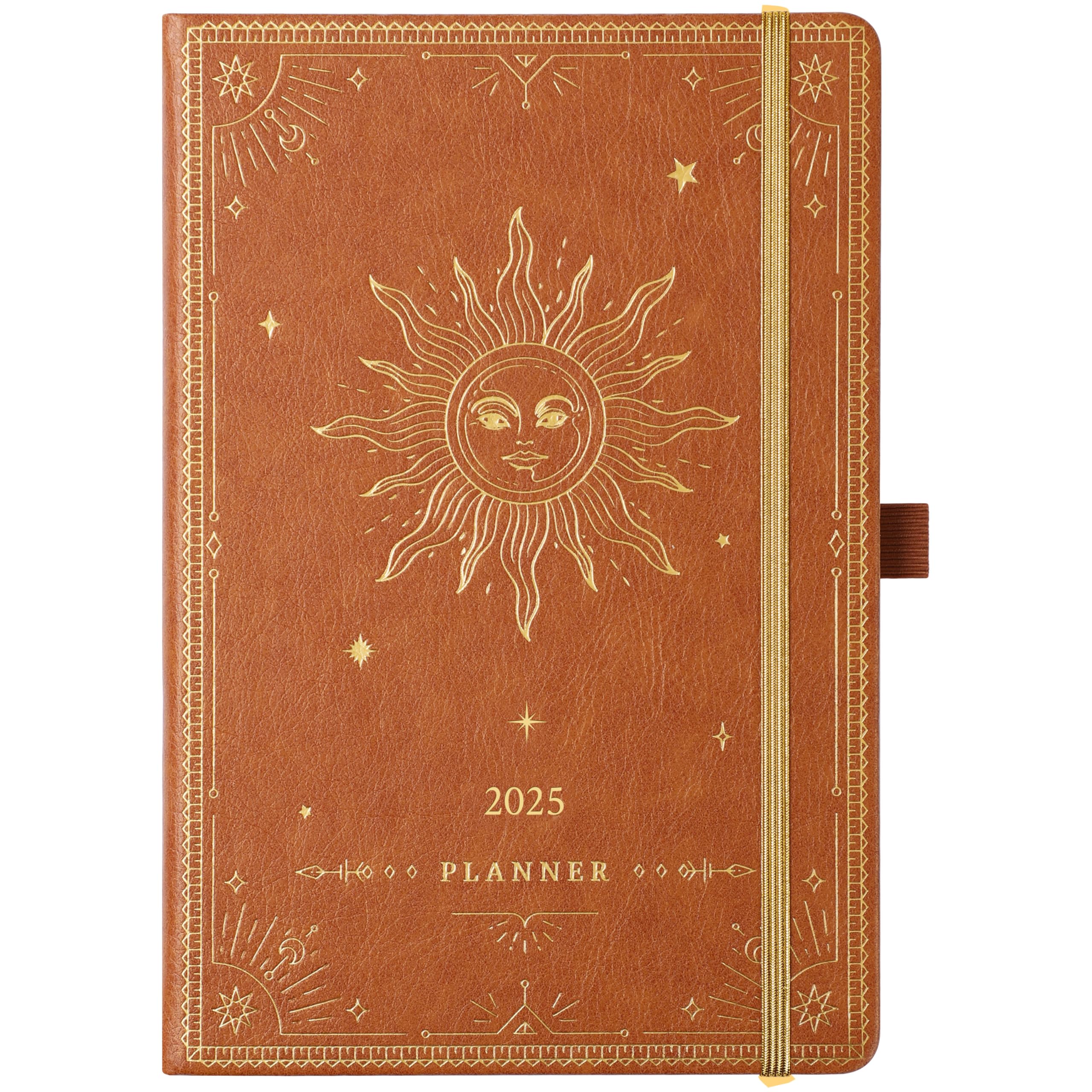 2025 Planner - 2025 Weekly Monthly Planner, Janaury 2025 - December 2025, 5.75" x 8.25", Faux Leather Planner 2025 with Back Pocket & 40 Notes Pages - Brown