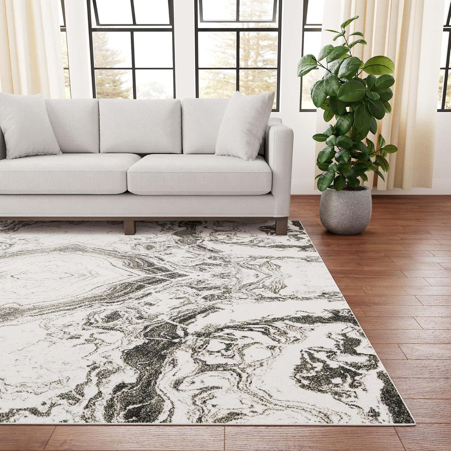 Edenbrook Area Rugs for Living Room - Gray Area Rug -Marble Rug - Low Pile for High Traffic Areas, 2x3 Rug