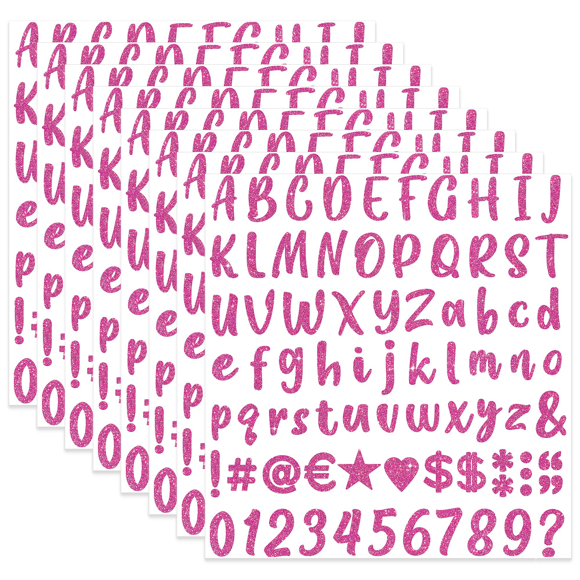 648 Pieces 8 Sheets Letter Stickers Glitter Small Self Adhesive Alphabet Number Vinyl Stick on Letter Stickers for Scrapbooking Mailbox Numbers Crafts