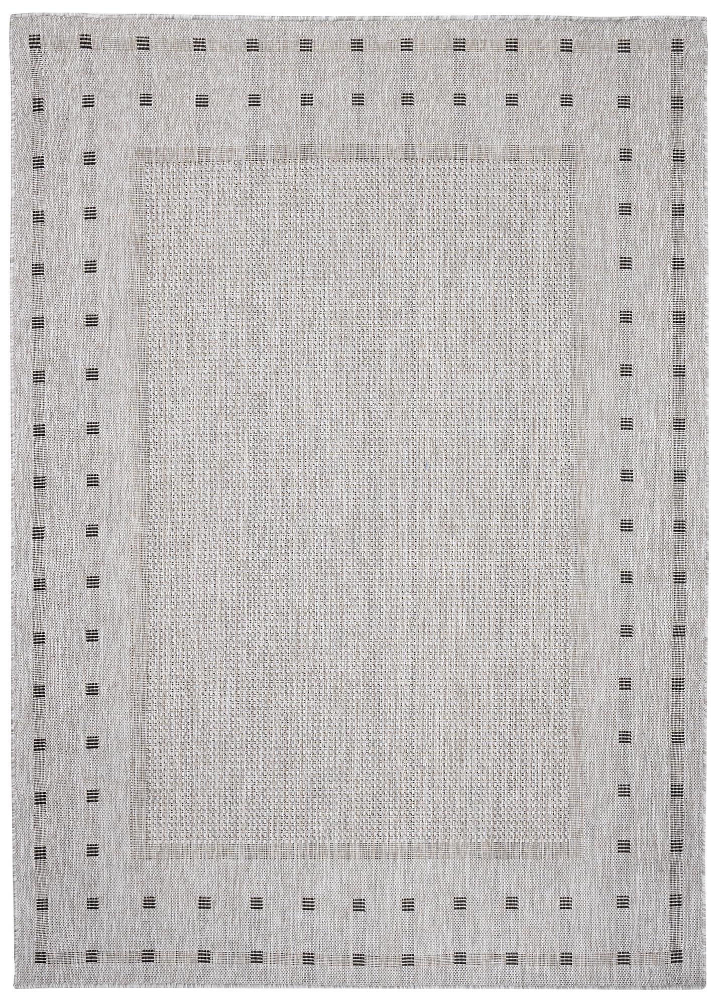 TAPISO Melissa Teppich Outdoor Grau Schwarz Flachgewebt Indoor Küche Flur Wohnzimmer Balkon Terrasse Modern Sisal Kurzflor ÖKO-TEX 120 x 170 cm