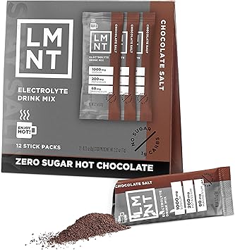 LMNT Zero Sugar Hot Chocolate or Coffee Mixer - Chocolate Salt | Drink Mix | 12 Count